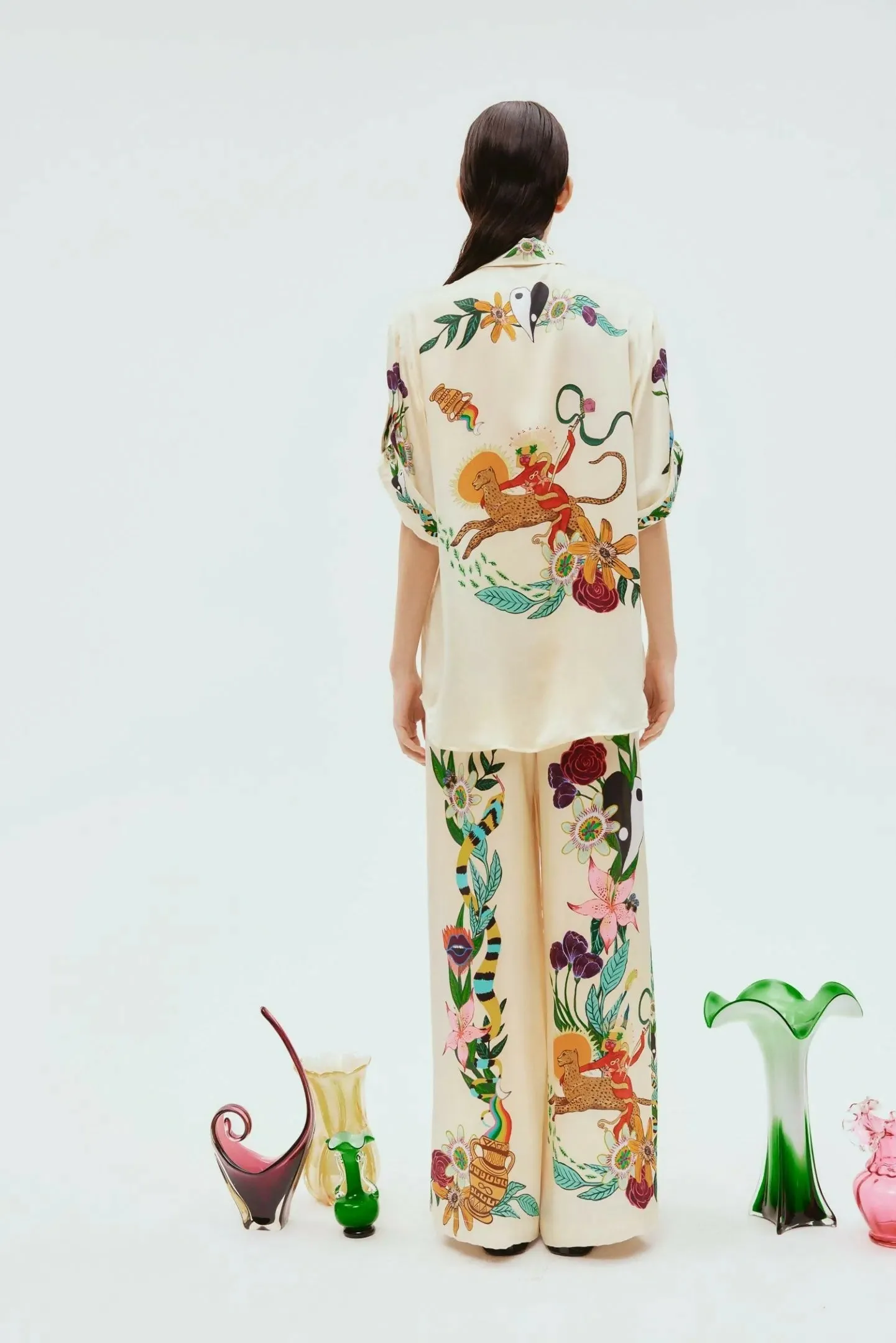 Alemais Meagan Silk Pant And Shirt Set Multi Print Size 14