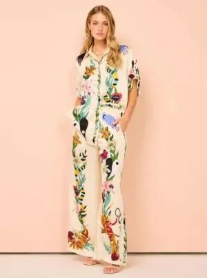 Alemais Meagan Silk Pant And Shirt Set Multi Print Size 14