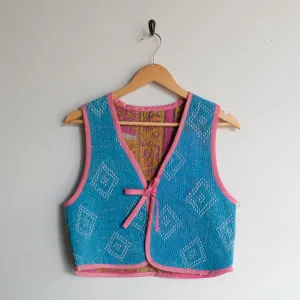 Amelia Vest Sky Blue with Diamond Embroidery XS049