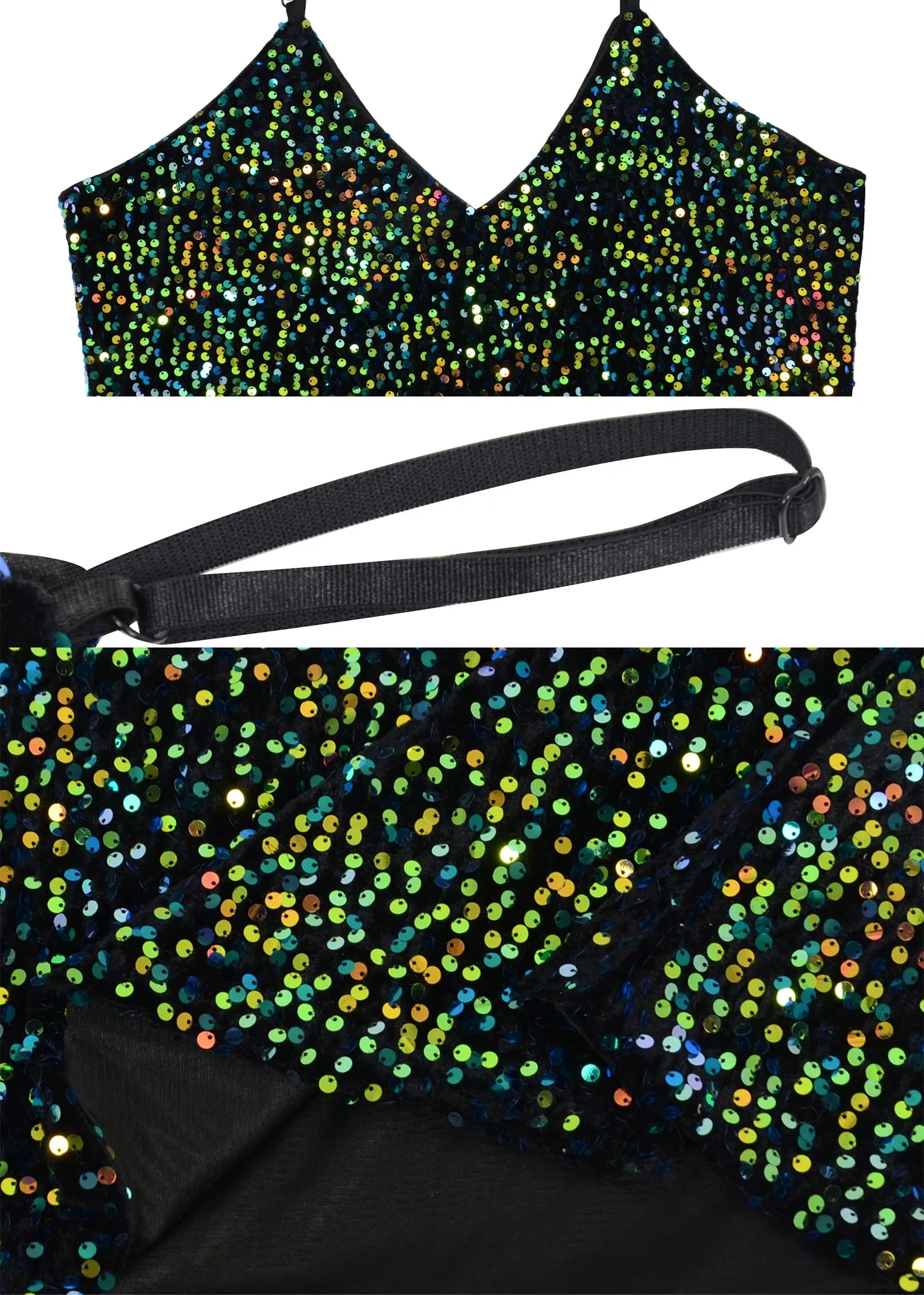 Anna-Kaci Womens Sleeveless Sequin Tops V Neck Sparkle Spaghetti Strap Cami Tank Top Shirt