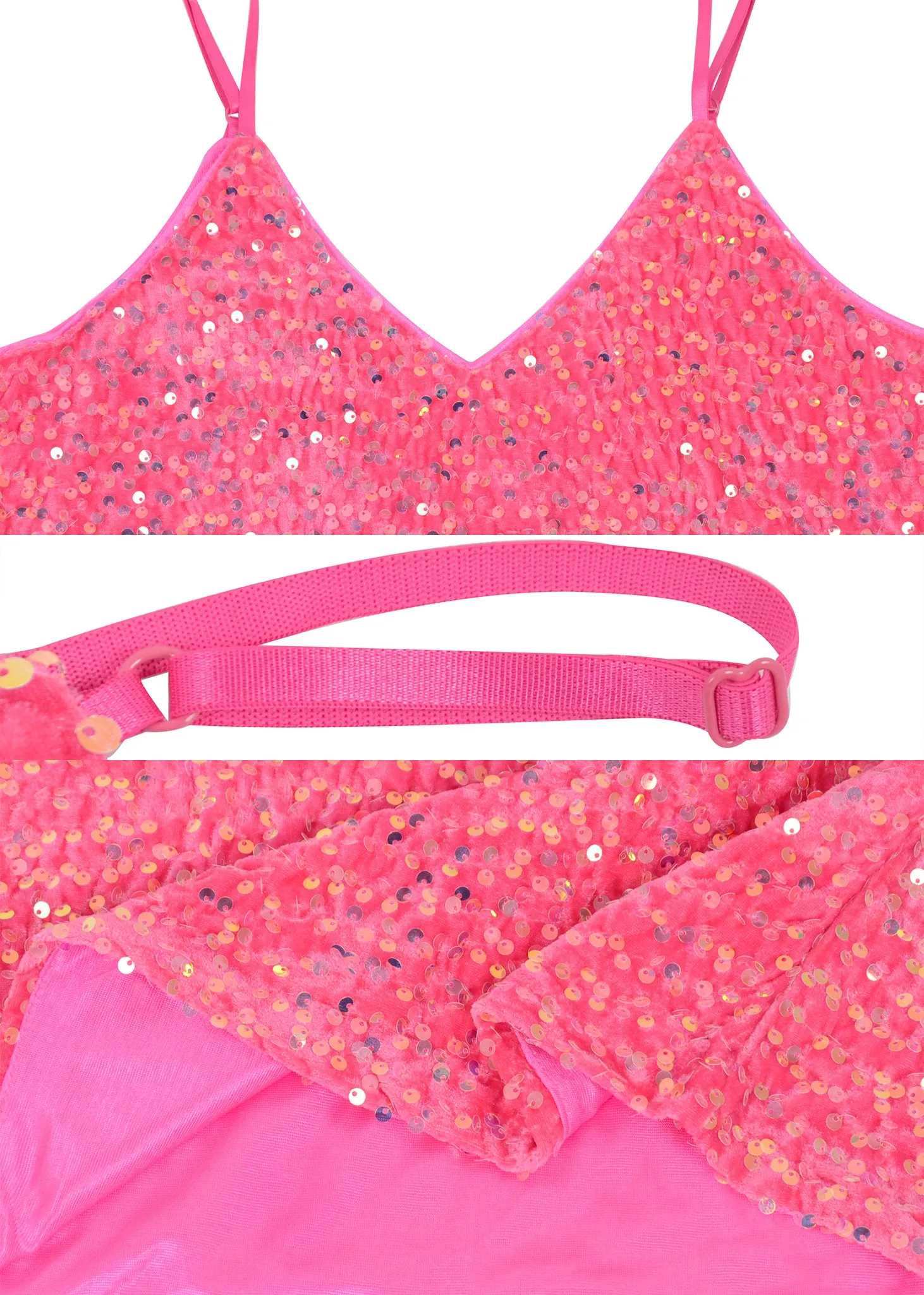 Anna-Kaci Womens Sleeveless Sequin Tops V Neck Sparkle Spaghetti Strap Cami Tank Top Shirt