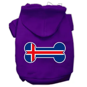Bone Shaped Iceland Flag Screen Print Pet Hoodies Purple Size XS (8)