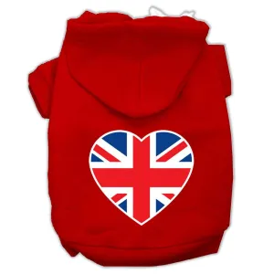 British Flag Heart Screen Print Pet Hoodies Red Size XXXL (20)