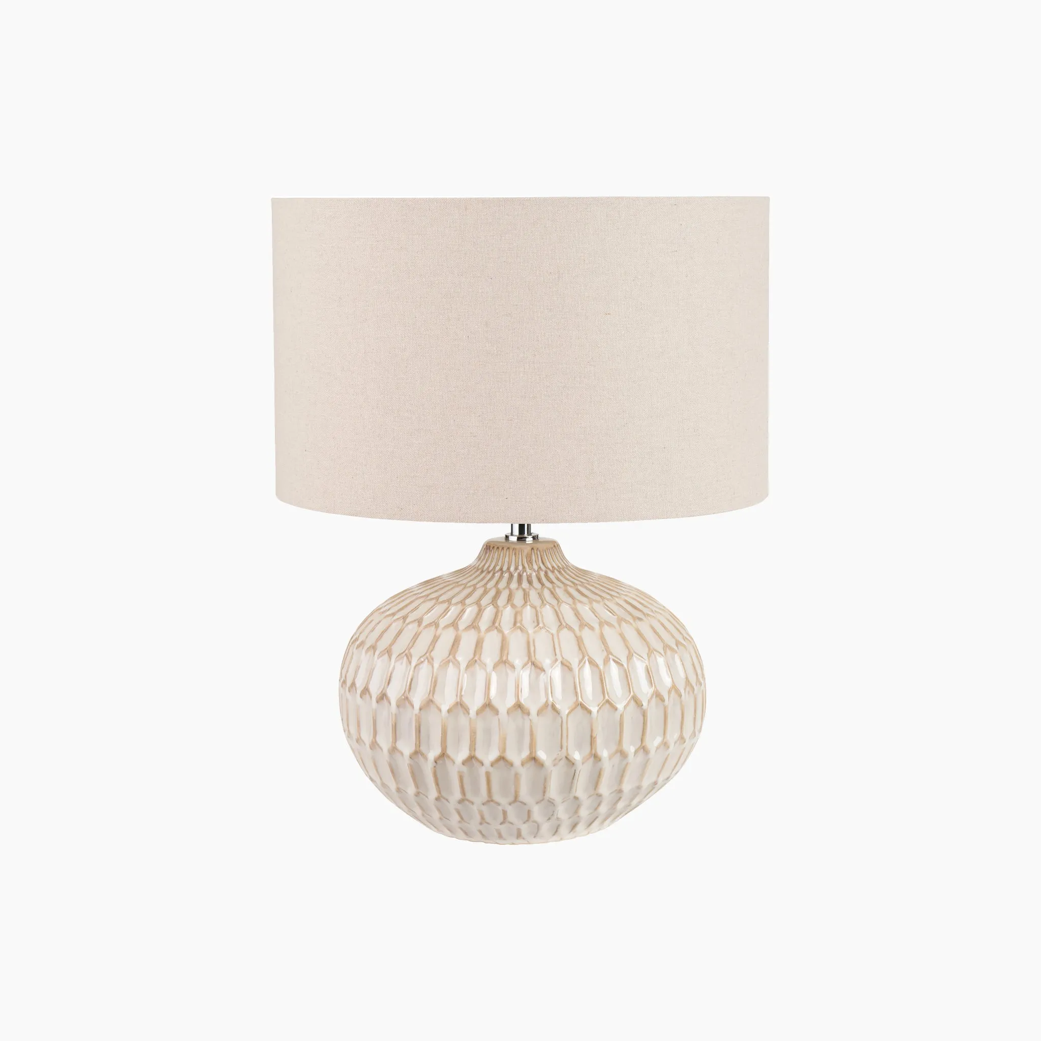 Cassius Warm White Textured Glazed Ceramic Table Lamp