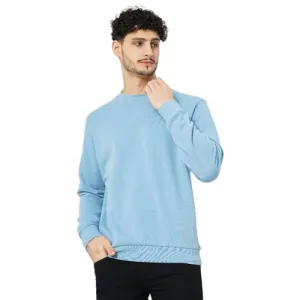 Celio Solid Blue Full Sleeve Round Neck Sweater