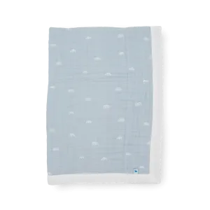 Cotton Muslin Baby Quilt - Blue Rainbow