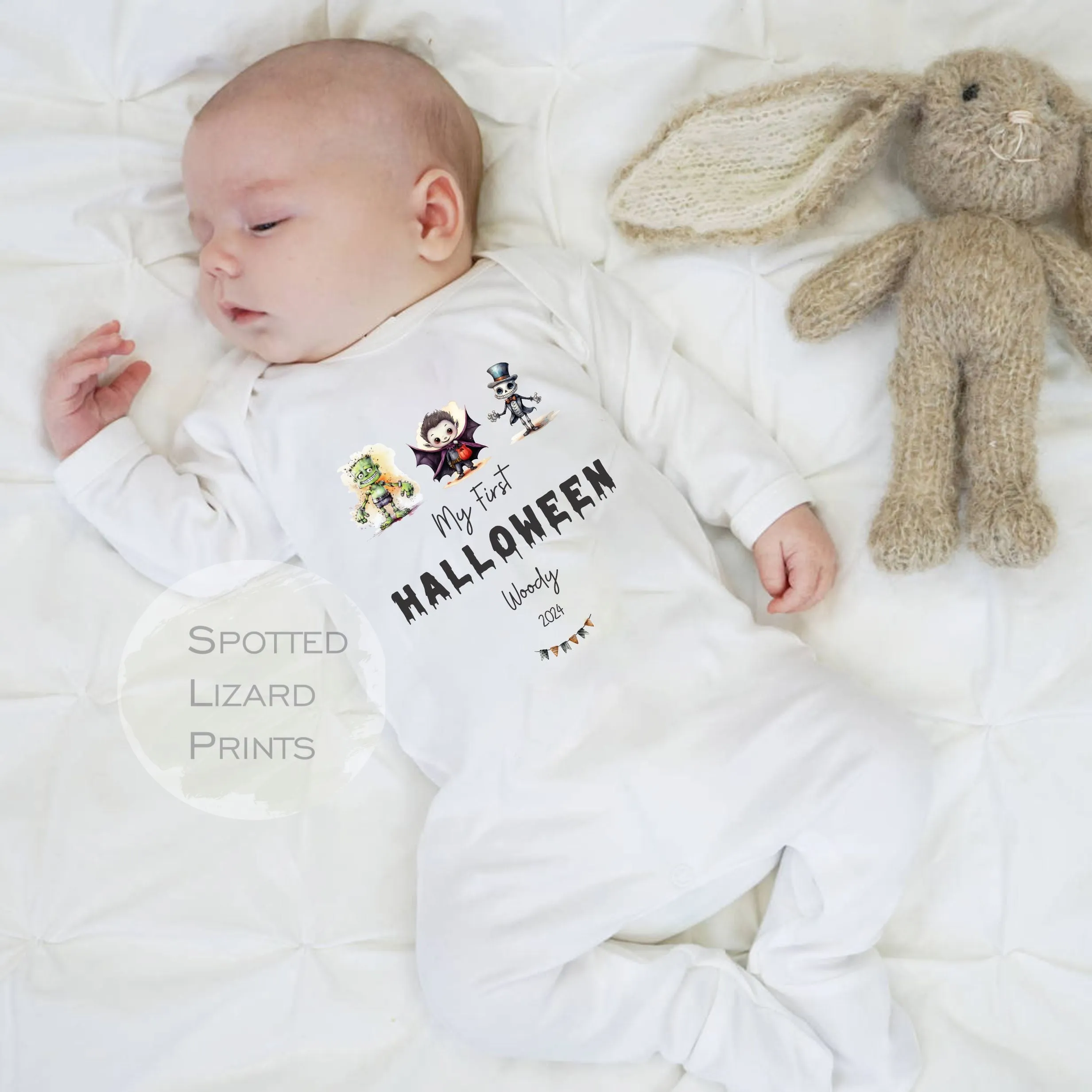 Cute Monster My First Halloween Baby Outfit Personalised First Halloween Sleepsuit or Vest