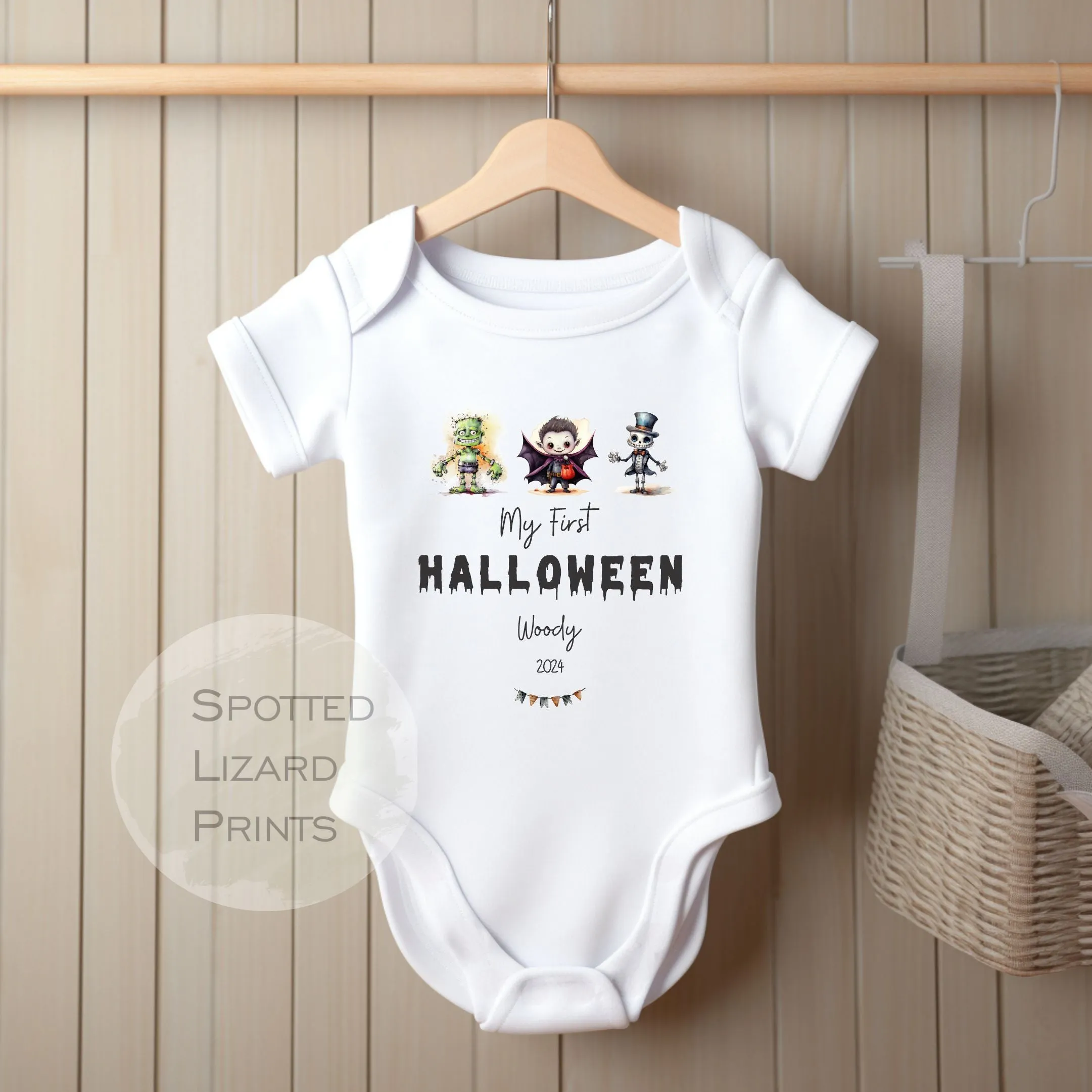Cute Monster My First Halloween Baby Outfit Personalised First Halloween Sleepsuit or Vest