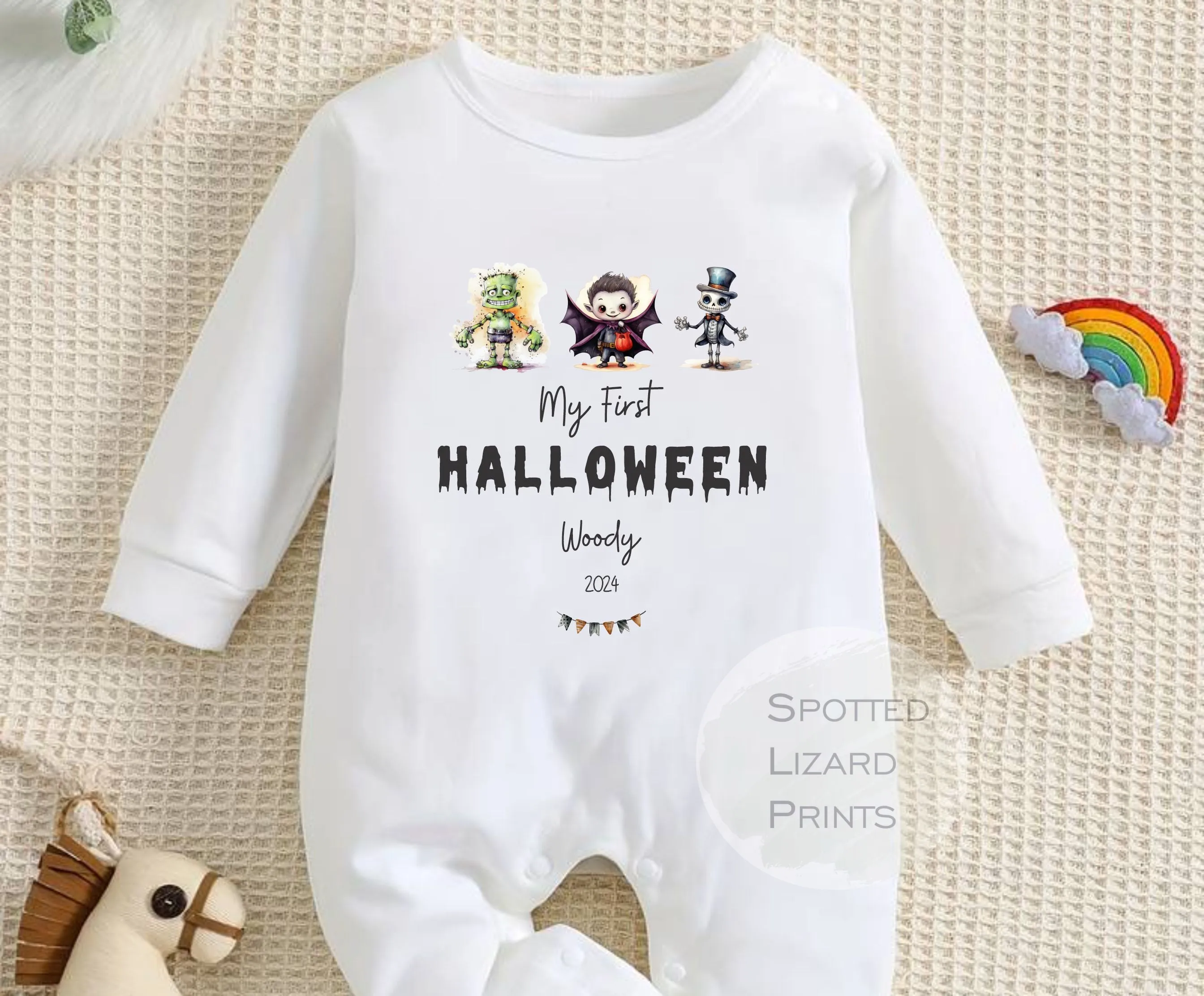 Cute Monster My First Halloween Baby Outfit Personalised First Halloween Sleepsuit or Vest