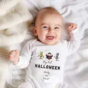 Cute Monster My First Halloween Baby Outfit Personalised First Halloween Sleepsuit or Vest