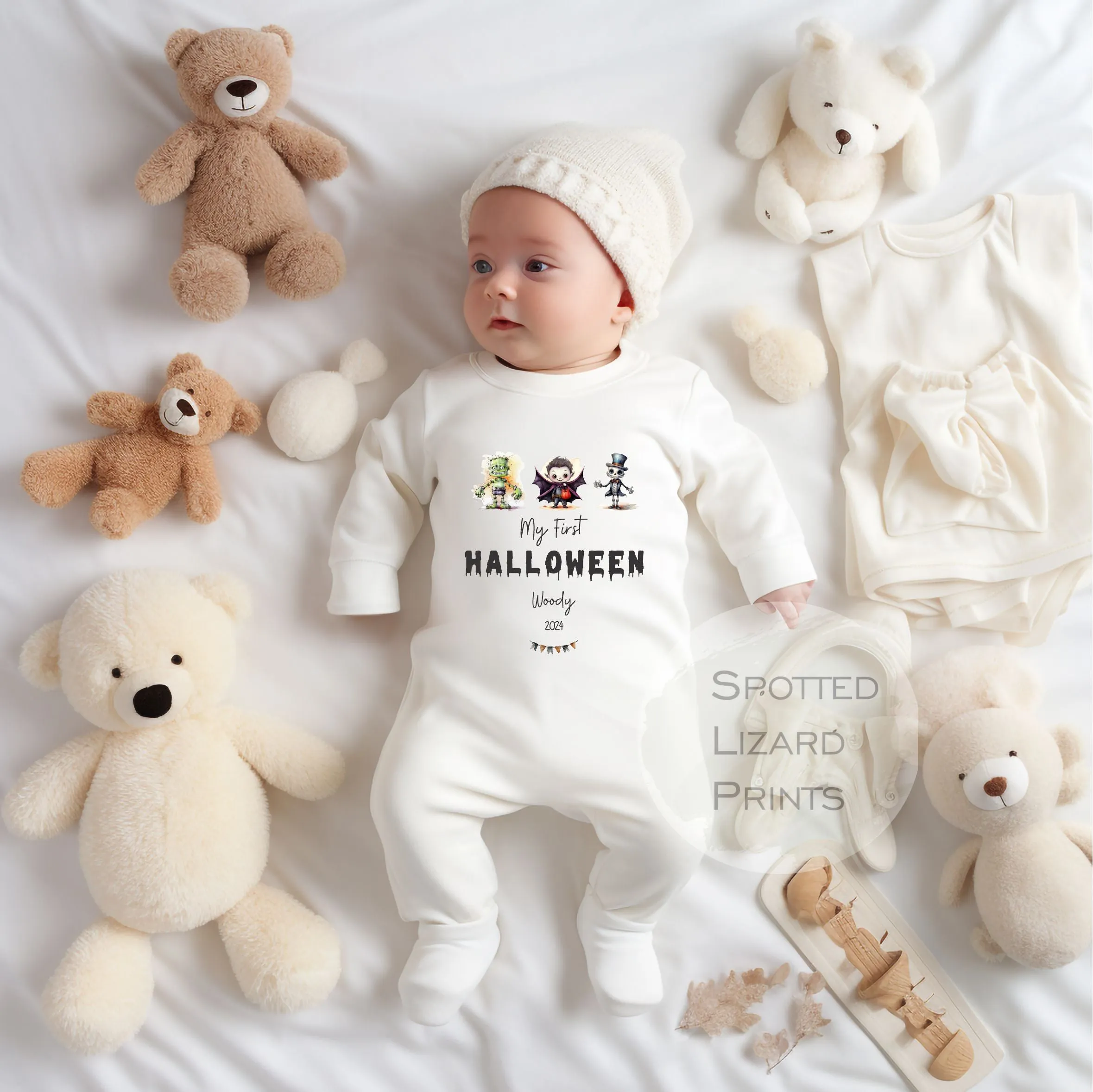 Cute Monster My First Halloween Baby Outfit Personalised First Halloween Sleepsuit or Vest