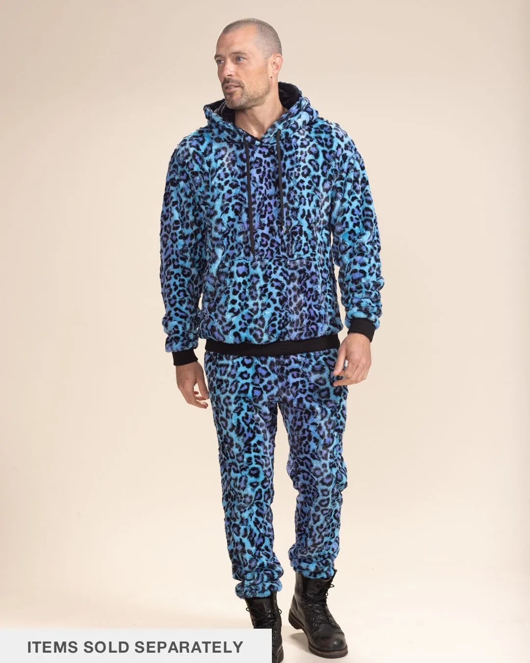 Electric Blue Lynx Classic Collector Edition Ultra Soft Faux Fur Hoodie | Men's