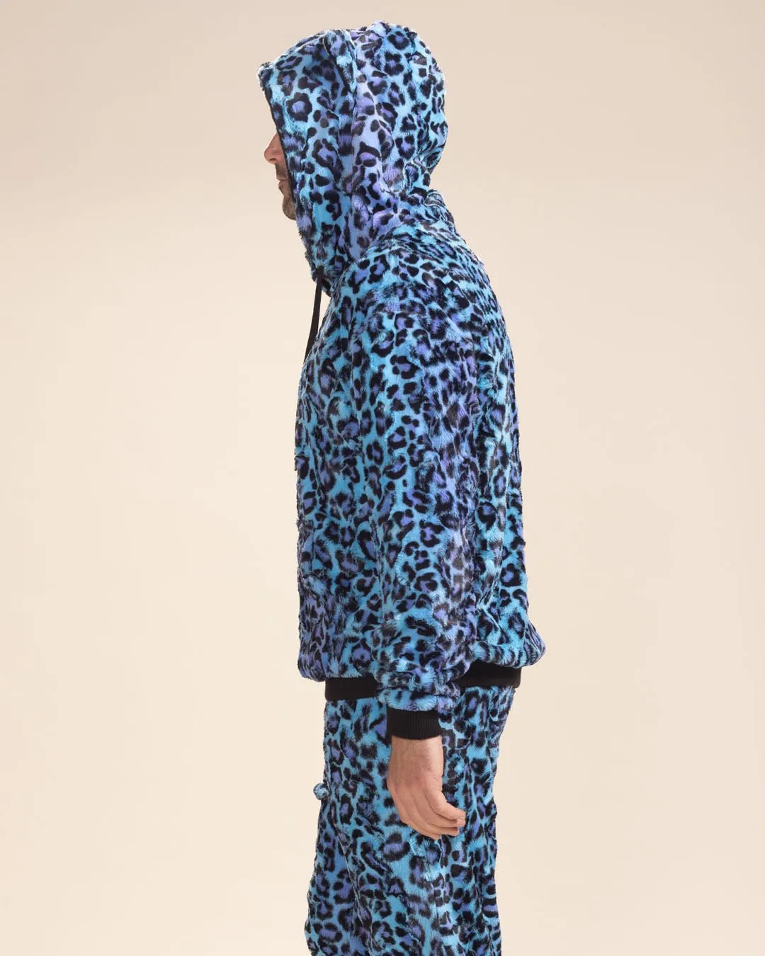 Electric Blue Lynx Classic Collector Edition Ultra Soft Faux Fur Hoodie | Men's