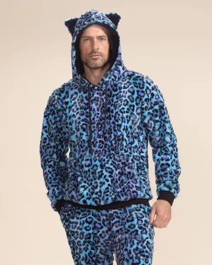 Electric Blue Lynx Classic Collector Edition Ultra Soft Faux Fur Hoodie | Men's