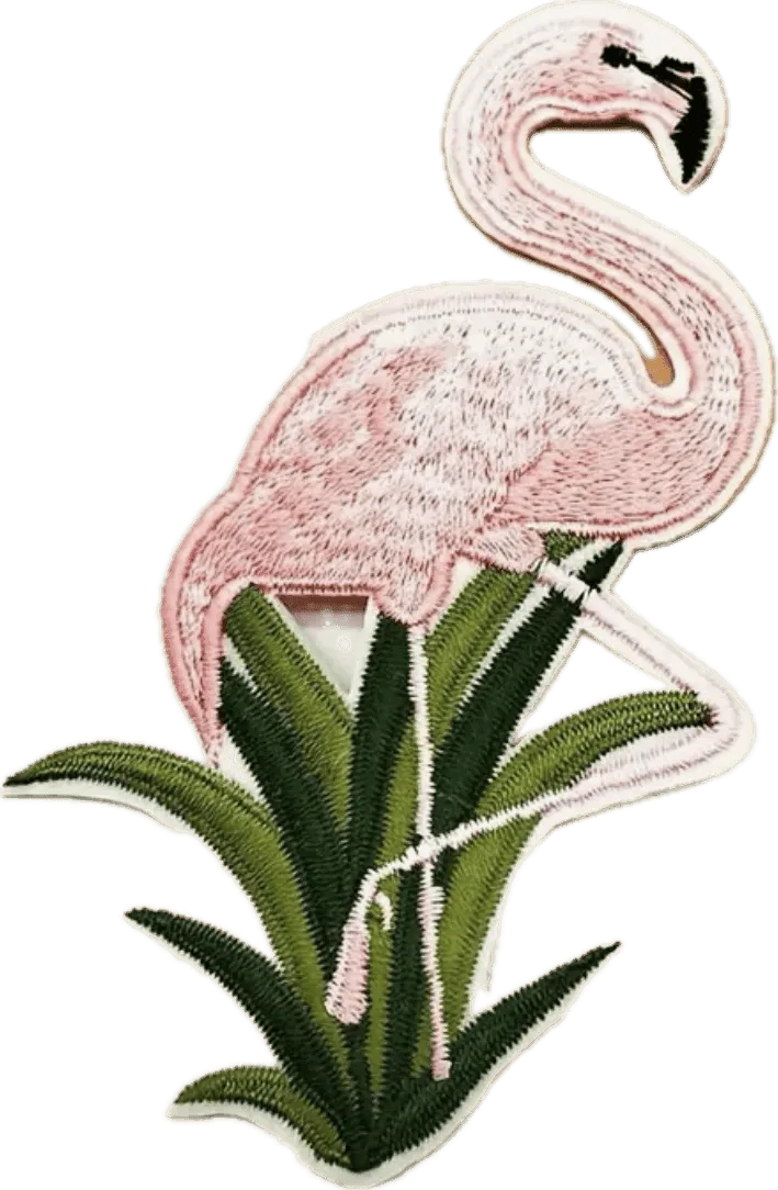Flamingo in Rushes- Embroidered Cloth Patch