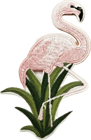 Flamingo in Rushes- Embroidered Cloth Patch