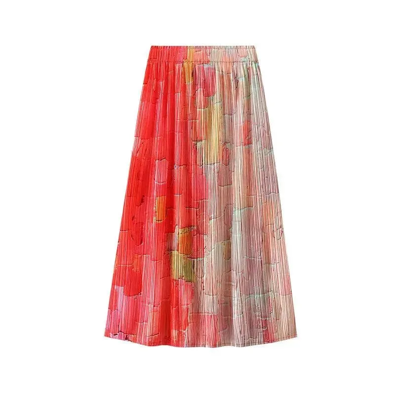 Gradient High Waist A-Line Skirt