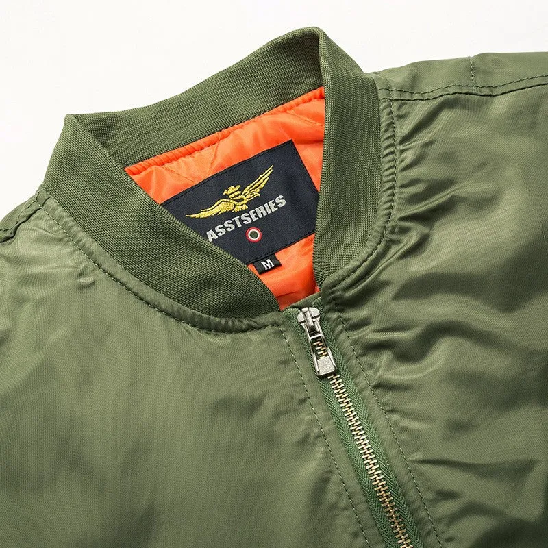 High Quality Thick And Thin Army Green Military Motorcycle Aviator Pilot Air Men Bomber Jacket