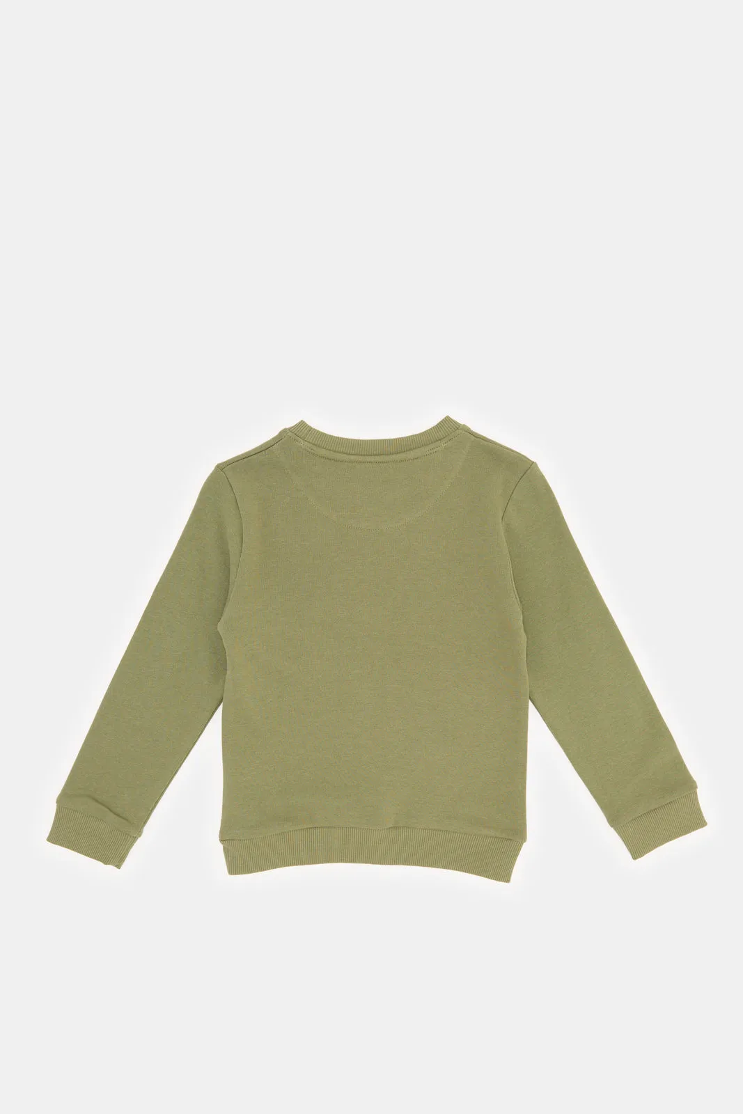 Infant Boys Olive Printed Sweatshirt