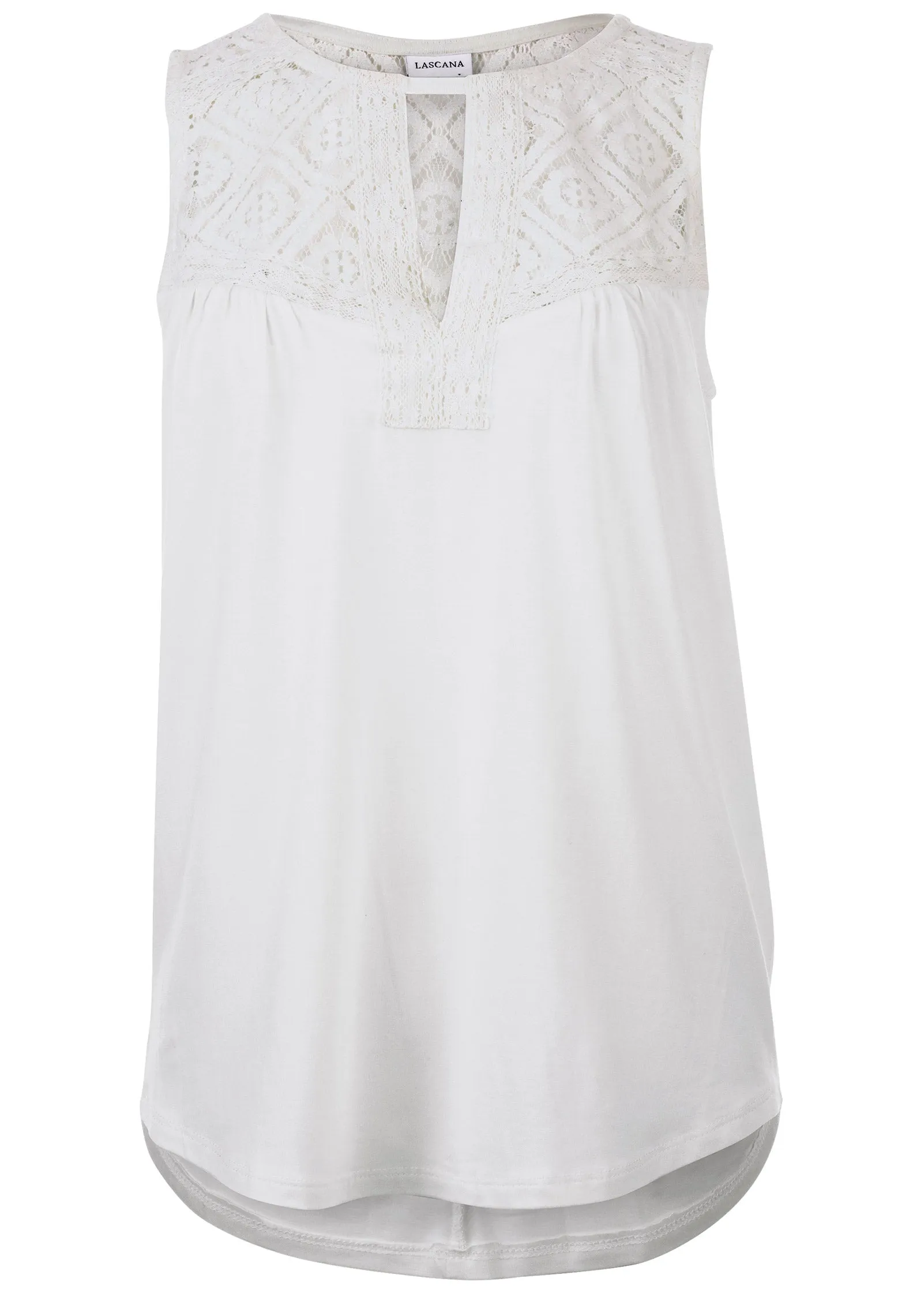 Lace Inset Tank - White