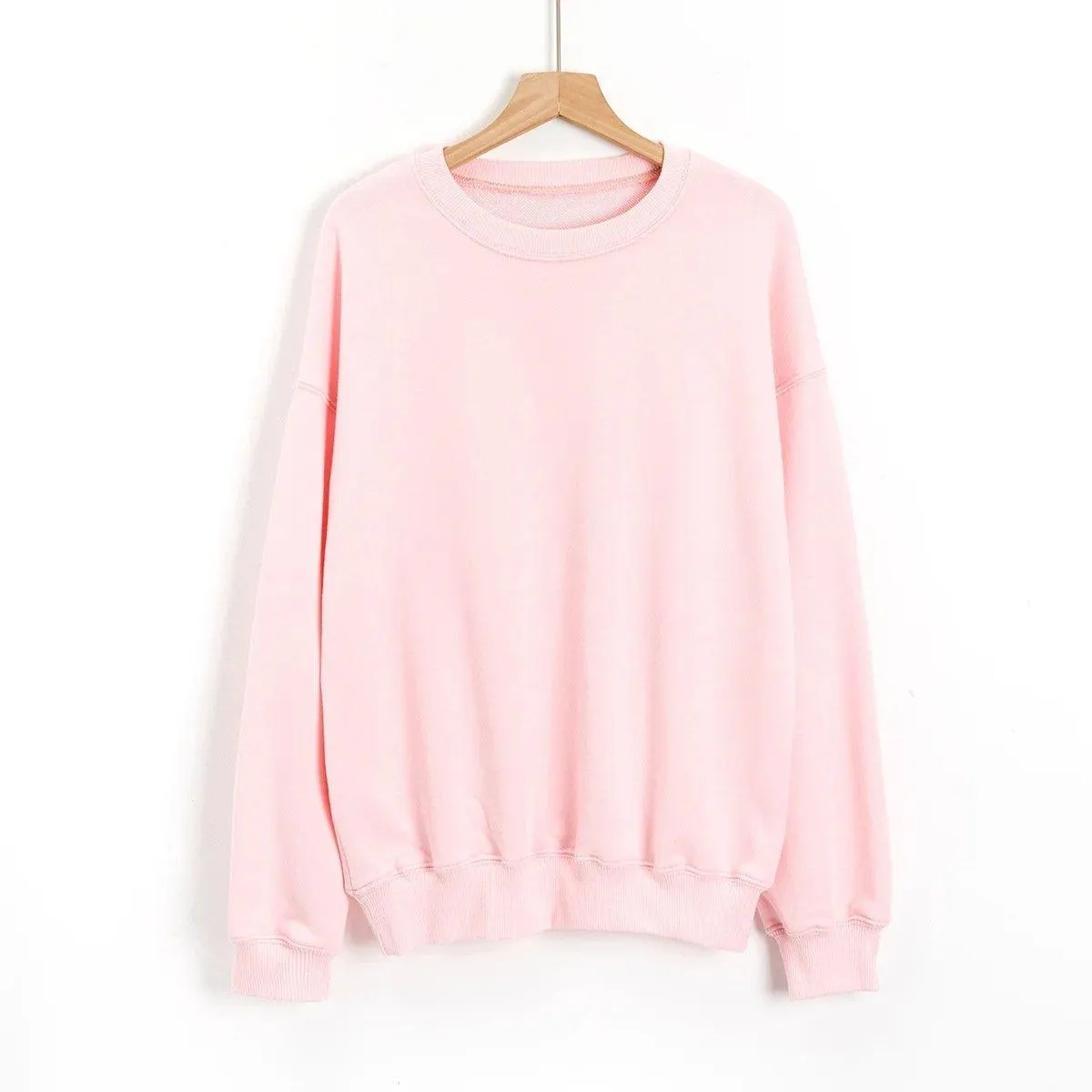 Letter Embroidery Women's Sweatshirt Black Long Sleeve Loose Large