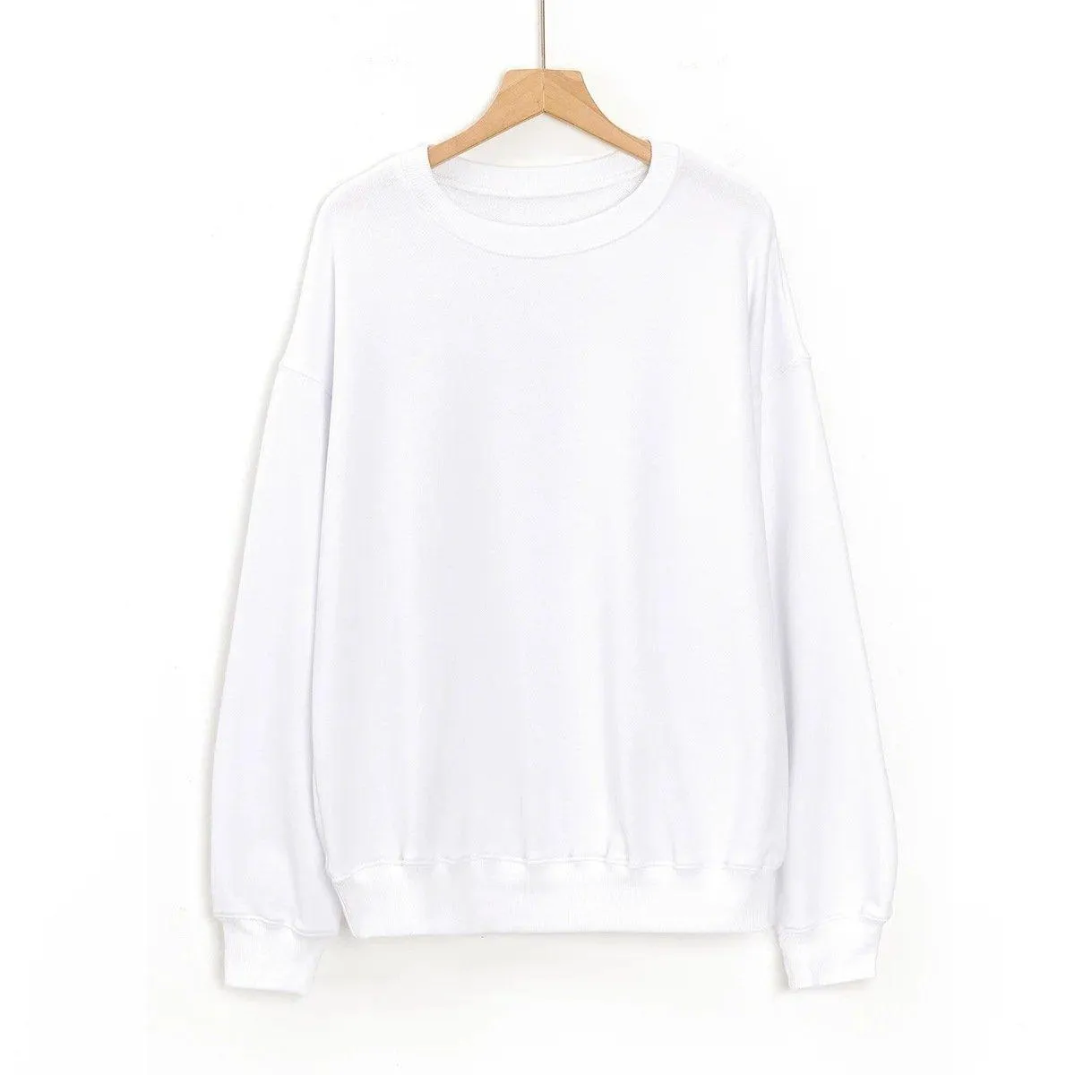 Letter Embroidery Women's Sweatshirt Black Long Sleeve Loose Large