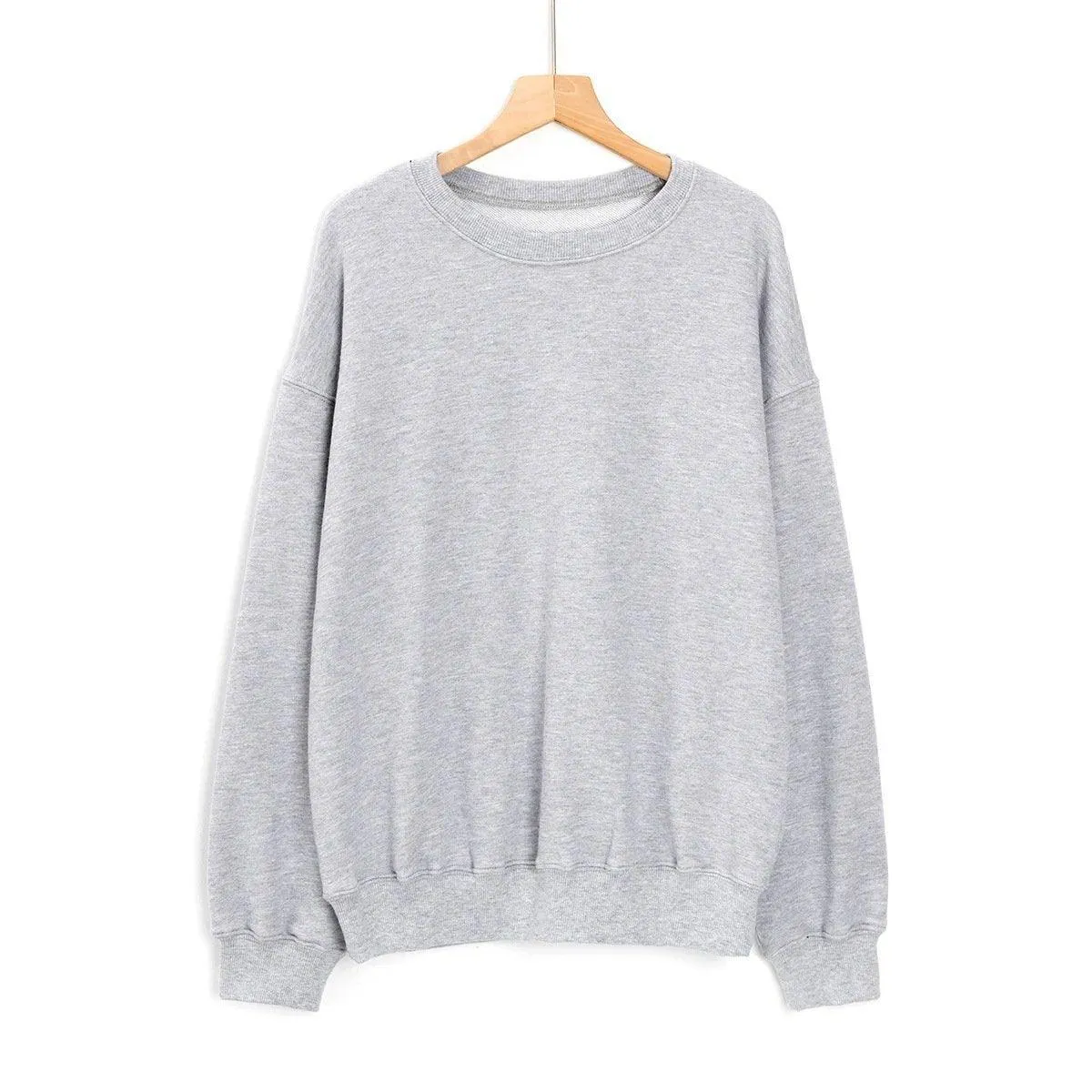 Letter Embroidery Women's Sweatshirt Black Long Sleeve Loose Large