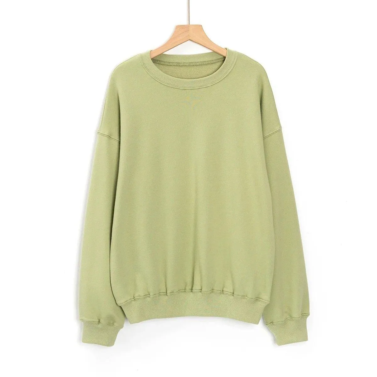 Letter Embroidery Women's Sweatshirt Black Long Sleeve Loose Large