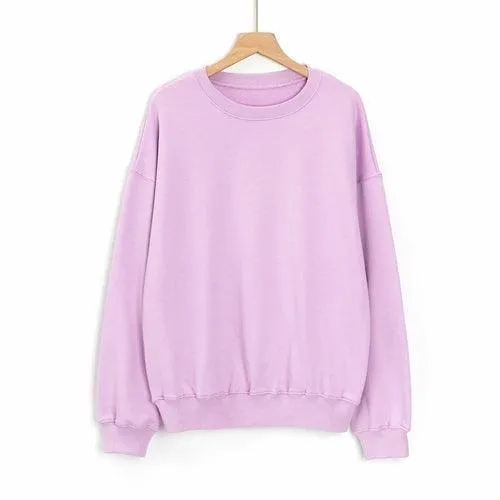 Letter Embroidery Women's Sweatshirt Black Long Sleeve Loose Large