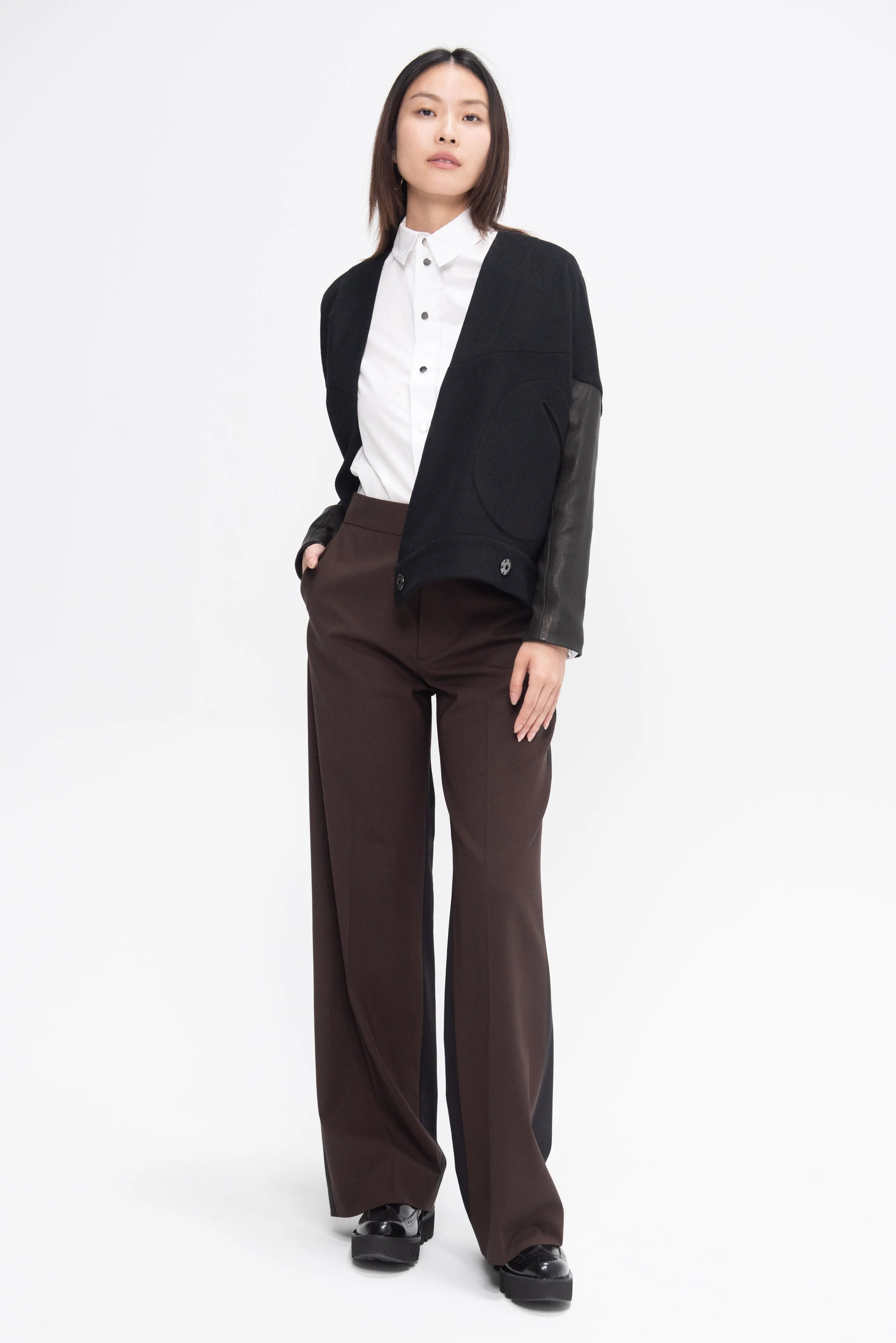 Long-Sleeved Hex Shrug, Black