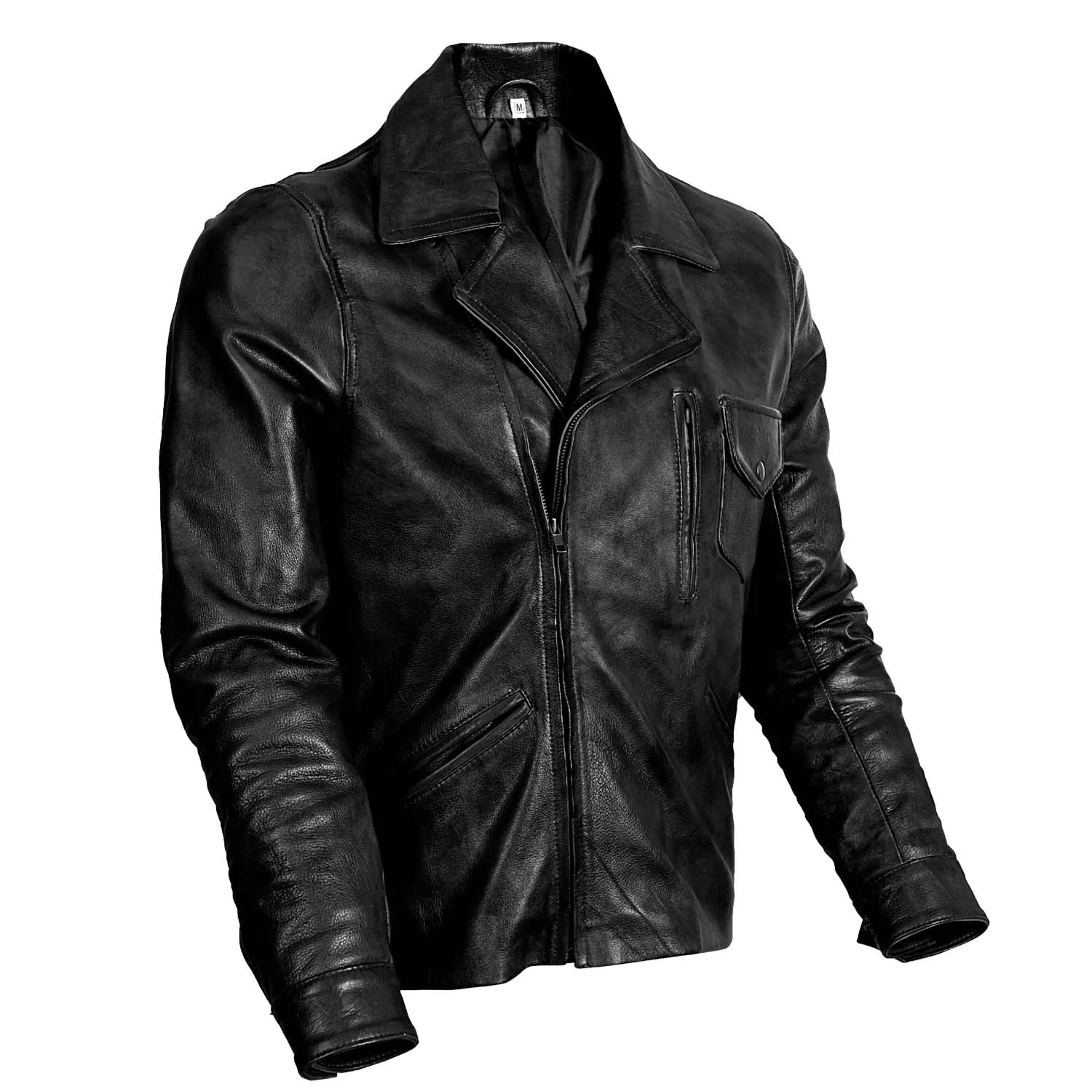Men's Captain America Biker Black Leather Jacket