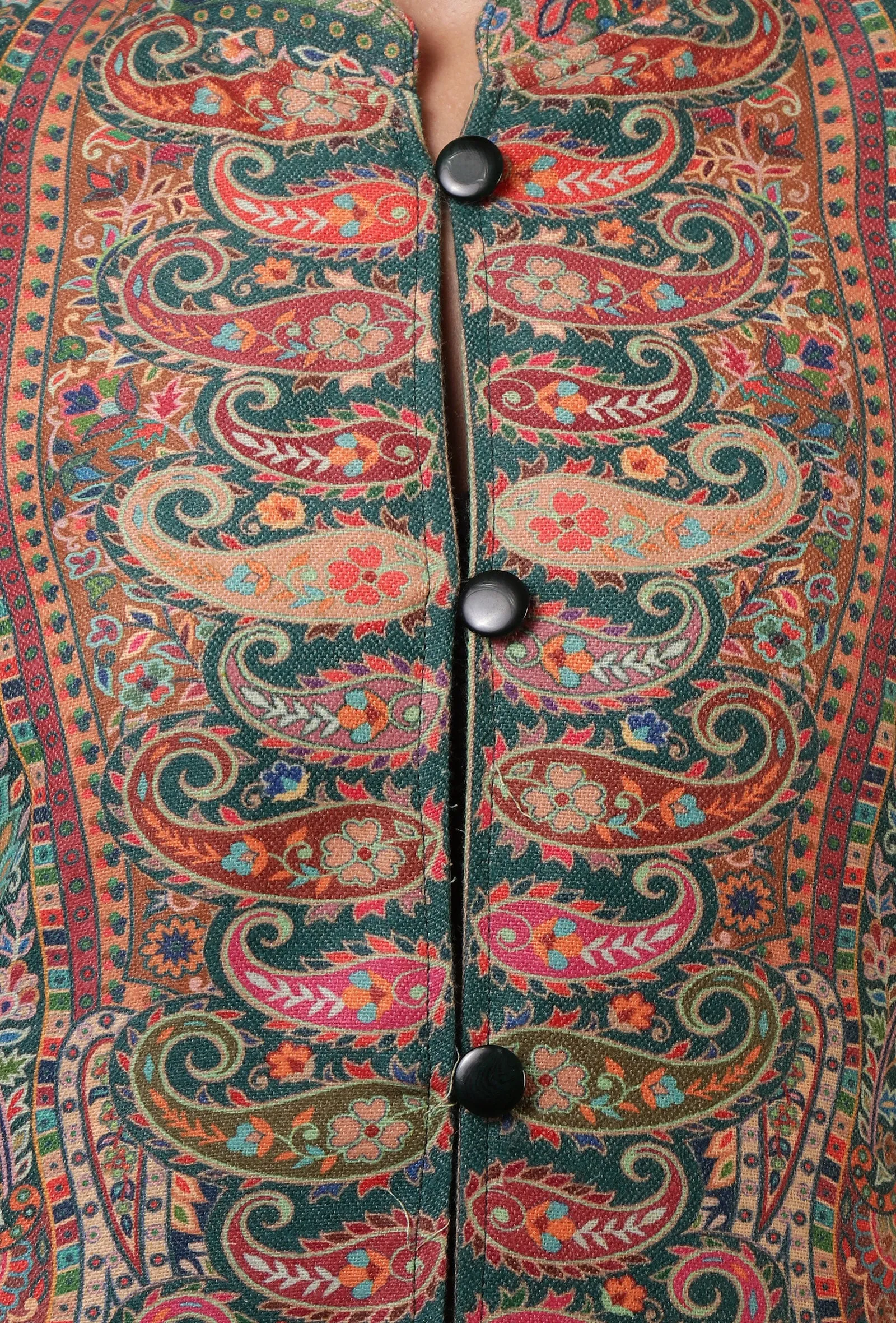Mineral Green & Multicolor Kani Embroidered Short Jacket