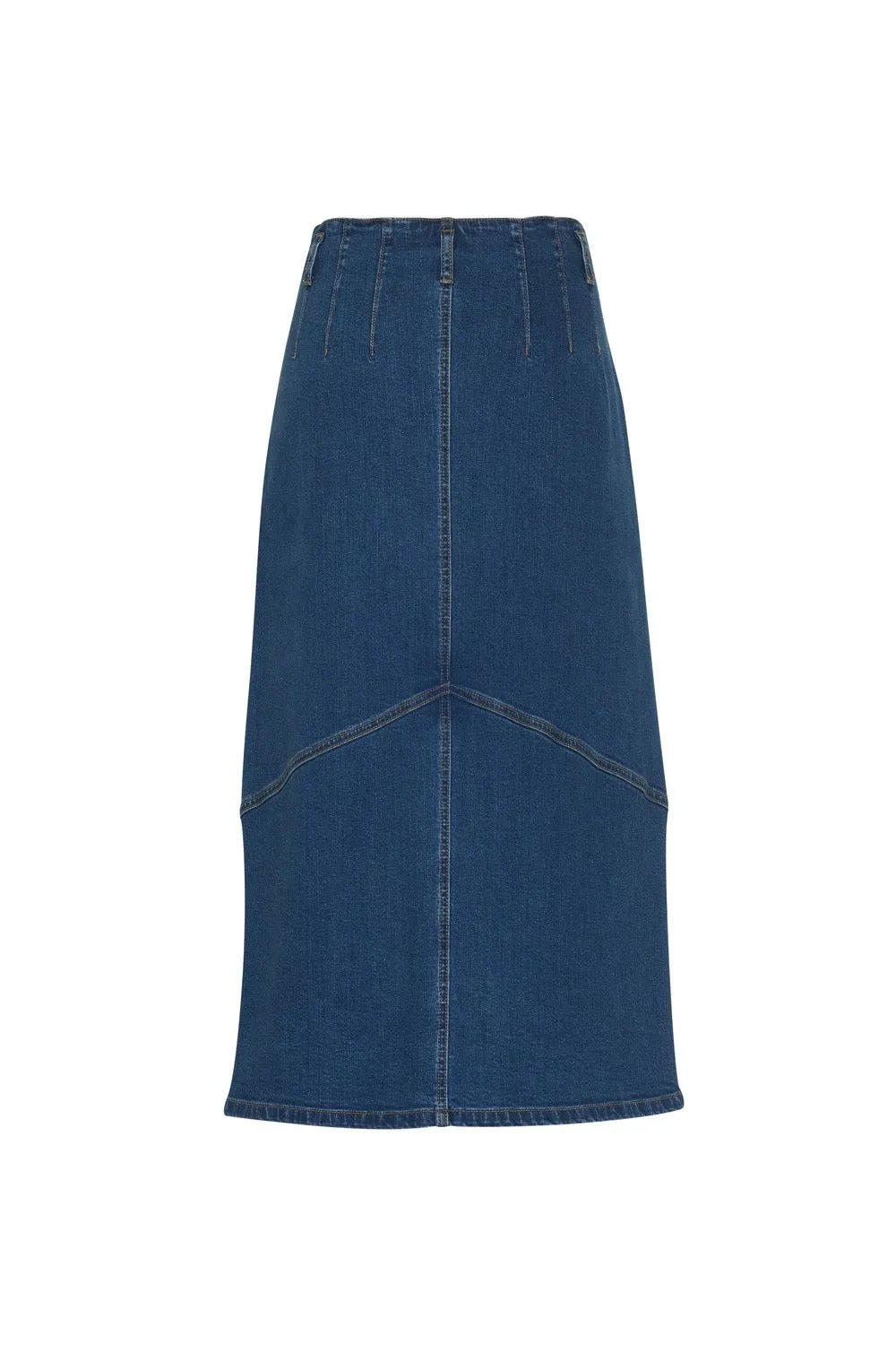 Moto Midi Denim Skirt