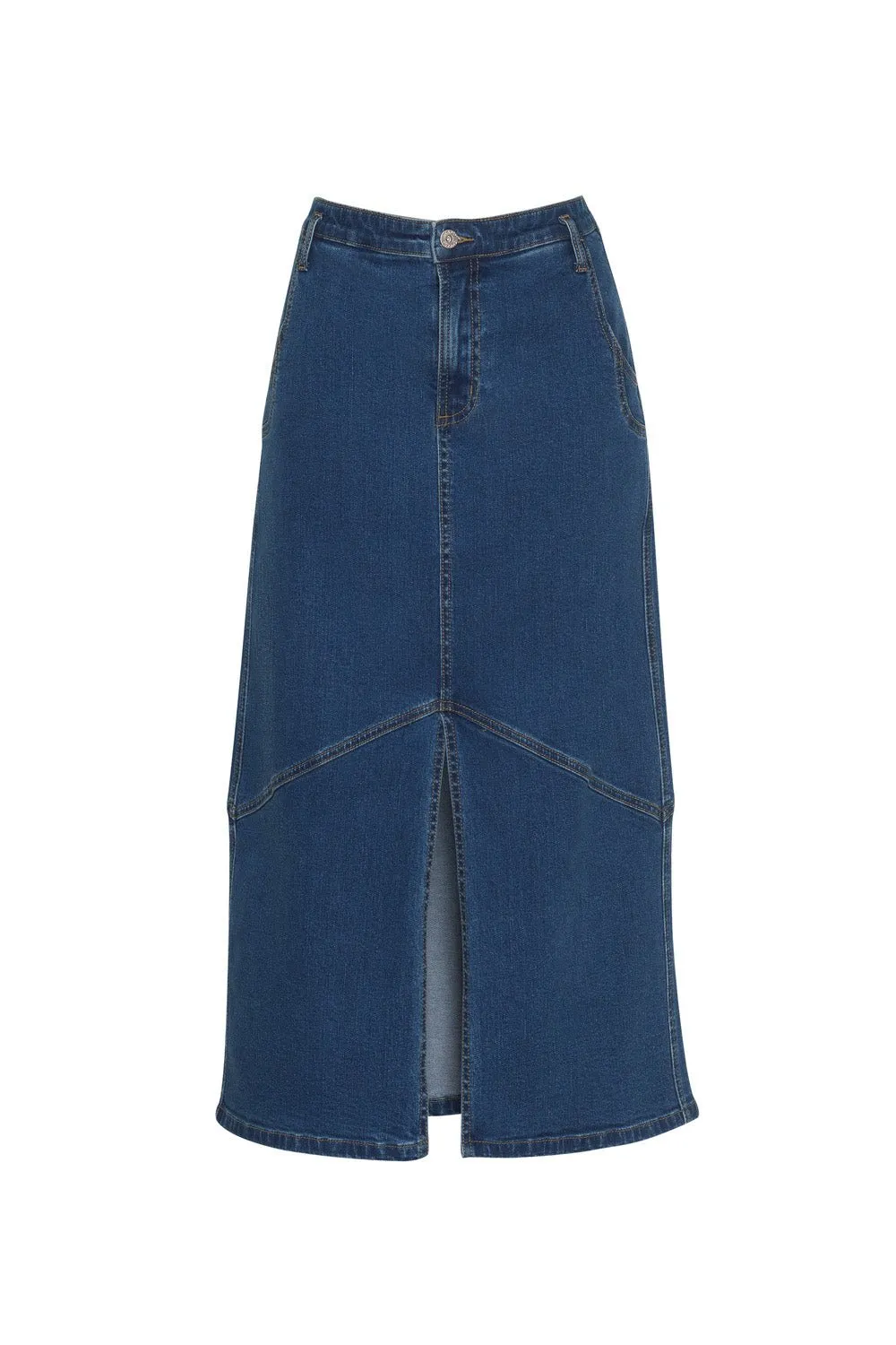 Moto Midi Denim Skirt