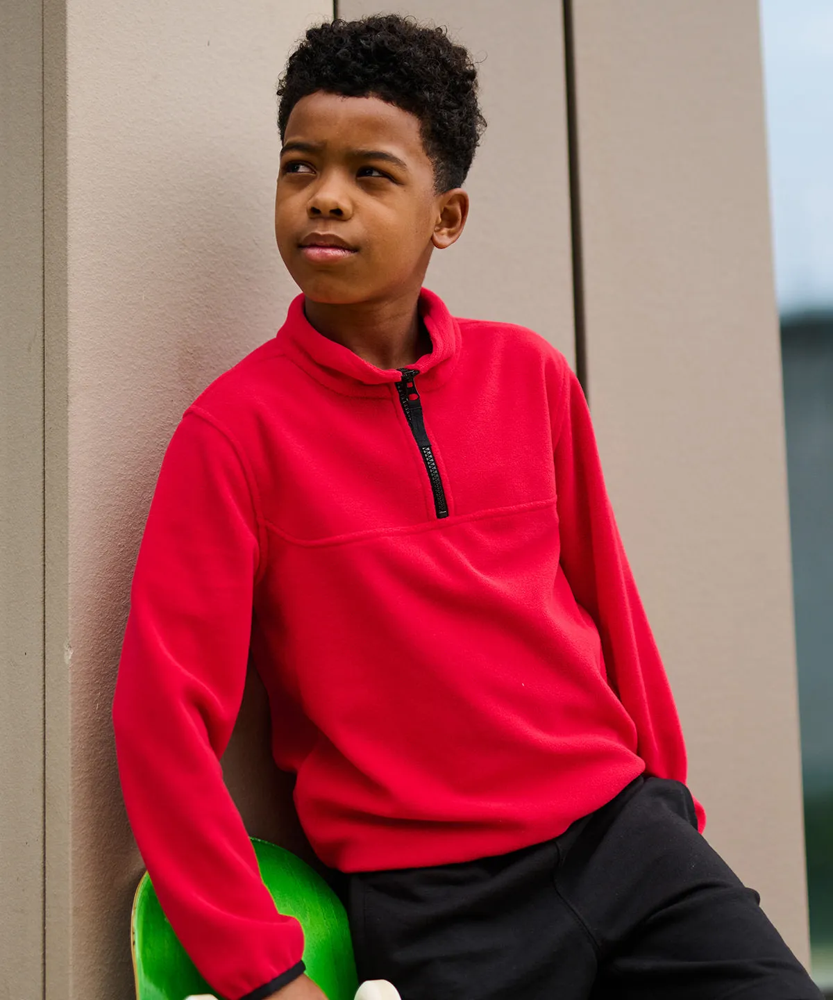 Navy/New Royal - Kids half-zip microfleece