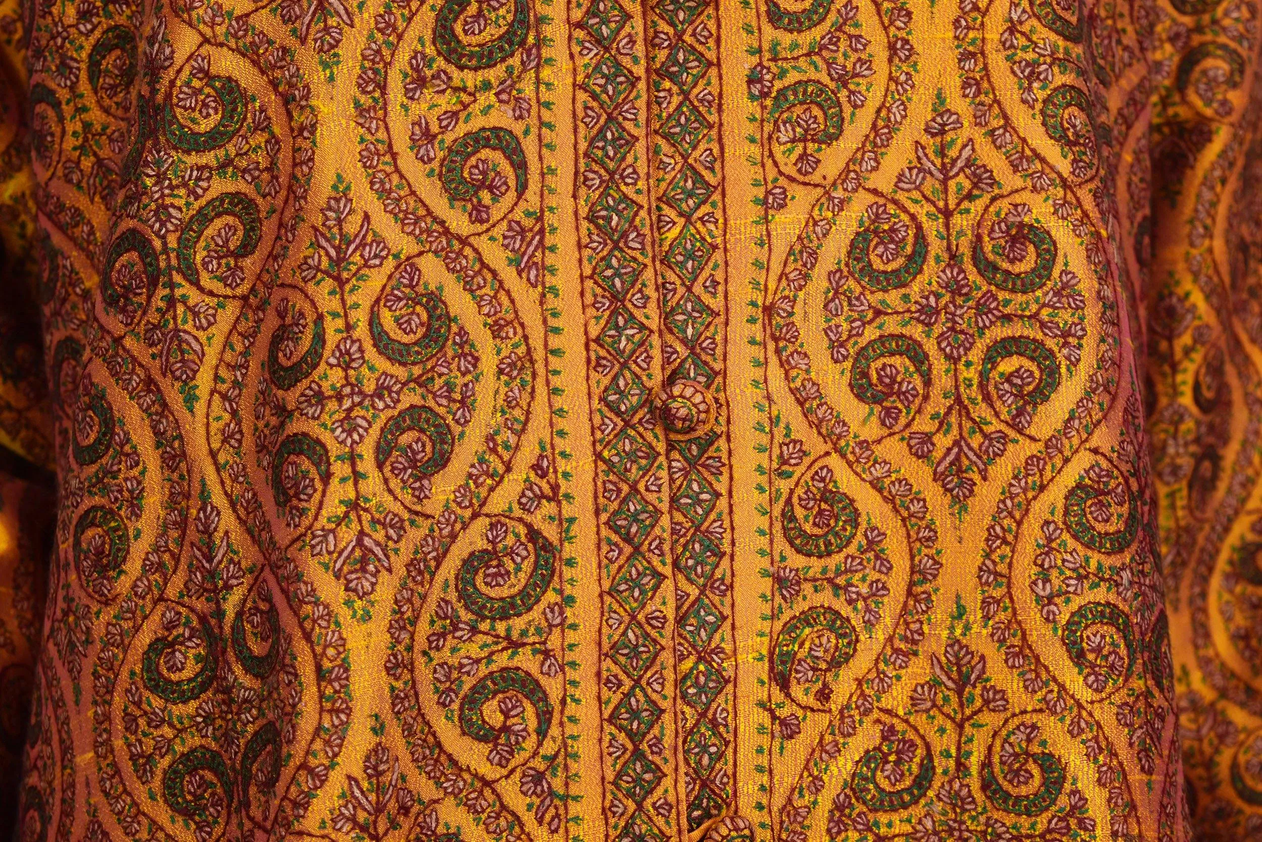 Pheme Orange Suzani Silk Jacket Dinner Evening Dress Coat Hand Embroidered Kashmir