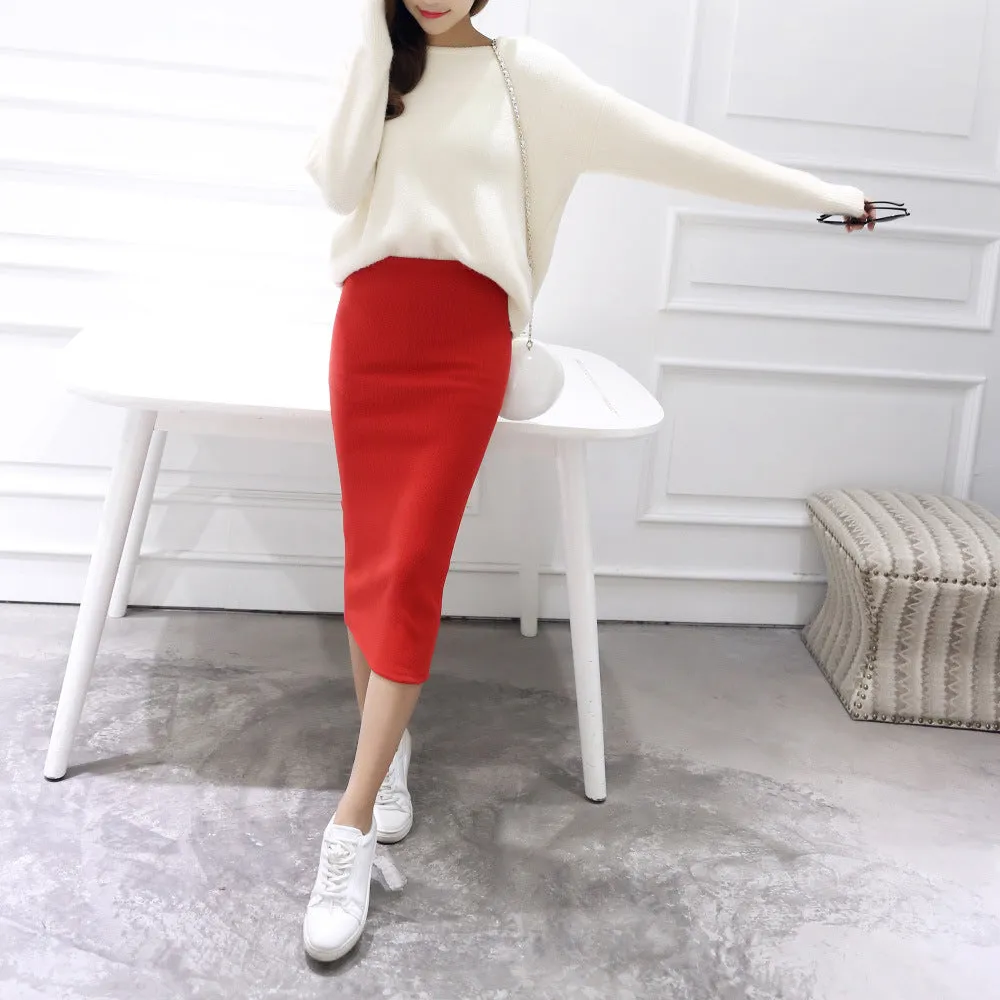 Splitted Skirt Korean Slim Look All-Matching Hip Flattering Elegant Trendy Skirt