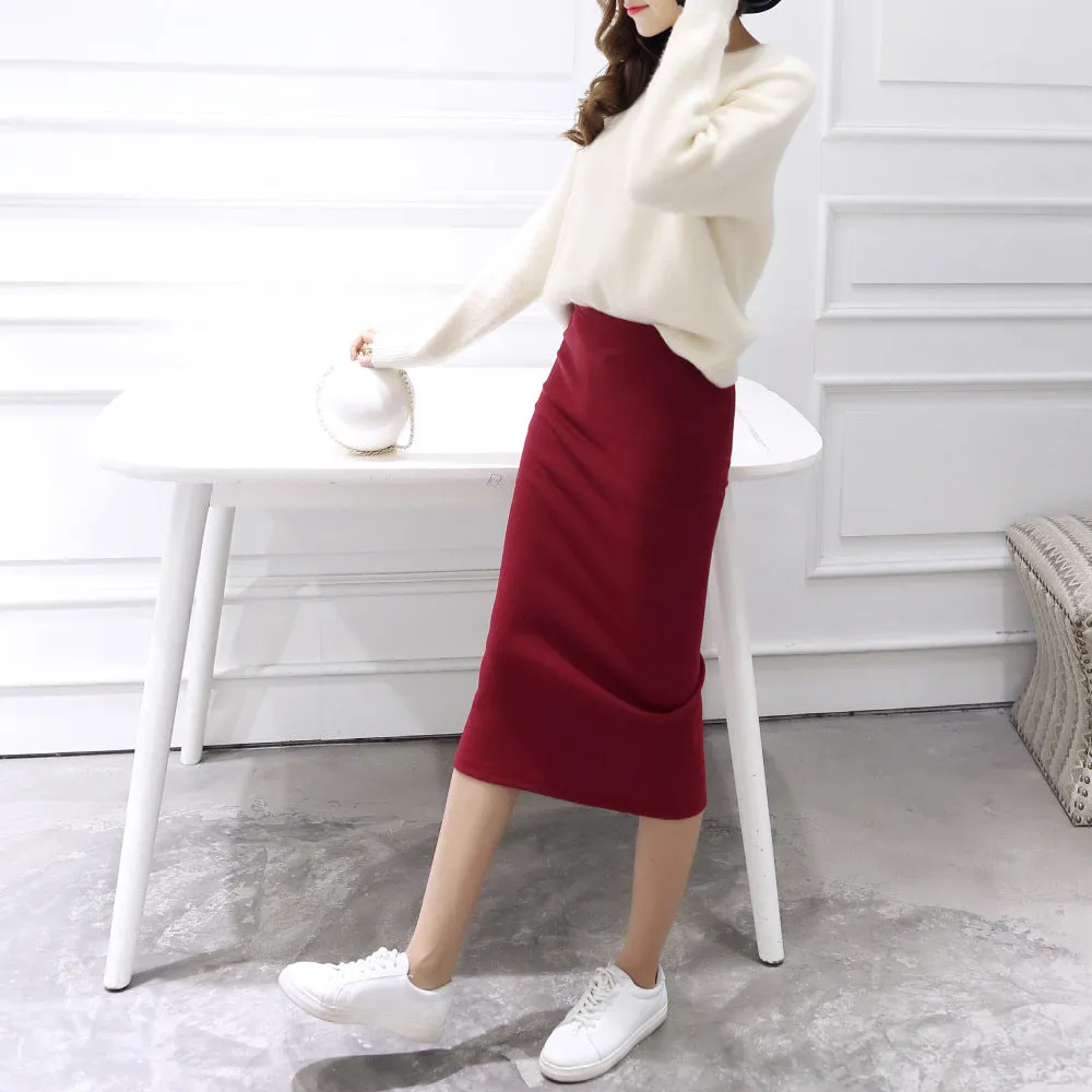 Splitted Skirt Korean Slim Look All-Matching Hip Flattering Elegant Trendy Skirt