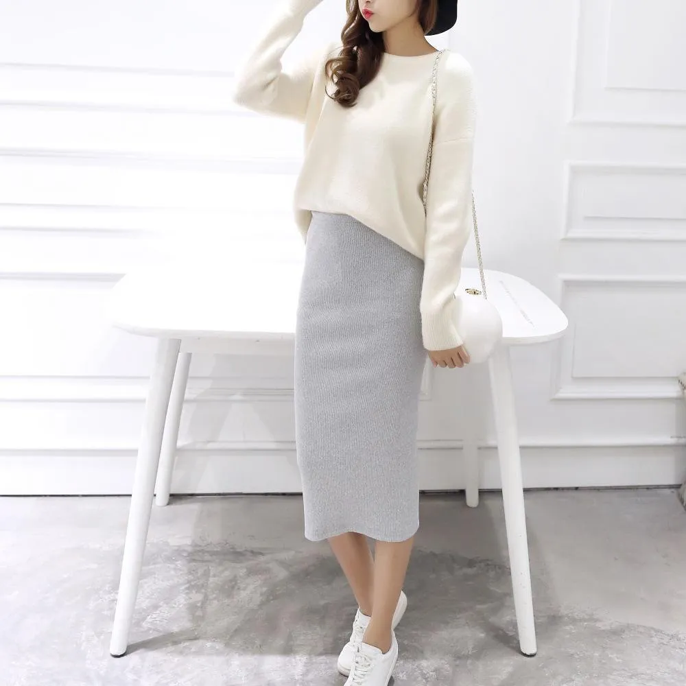 Splitted Skirt Korean Slim Look All-Matching Hip Flattering Elegant Trendy Skirt