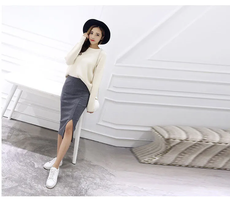 Splitted Skirt Korean Slim Look All-Matching Hip Flattering Elegant Trendy Skirt