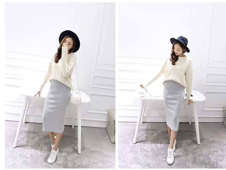 Splitted Skirt Korean Slim Look All-Matching Hip Flattering Elegant Trendy Skirt