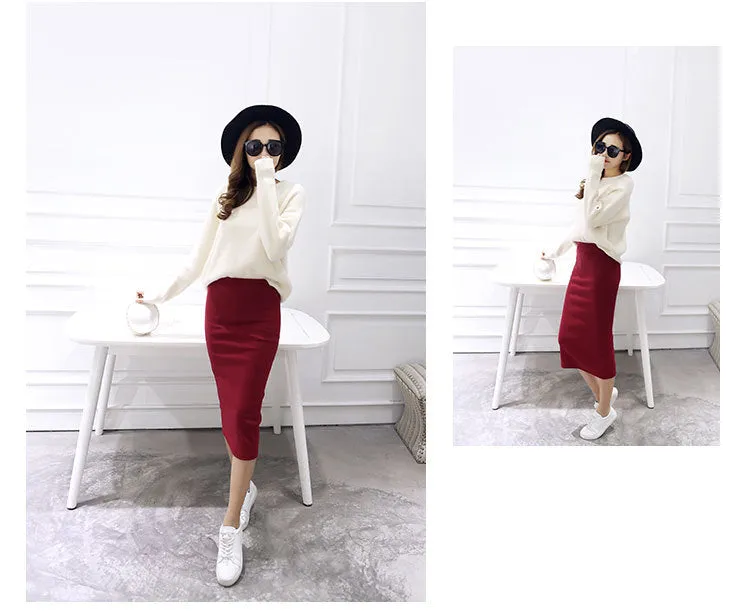 Splitted Skirt Korean Slim Look All-Matching Hip Flattering Elegant Trendy Skirt