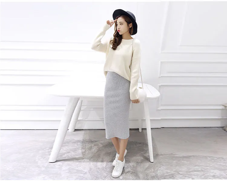 Splitted Skirt Korean Slim Look All-Matching Hip Flattering Elegant Trendy Skirt