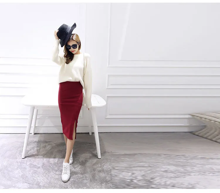 Splitted Skirt Korean Slim Look All-Matching Hip Flattering Elegant Trendy Skirt