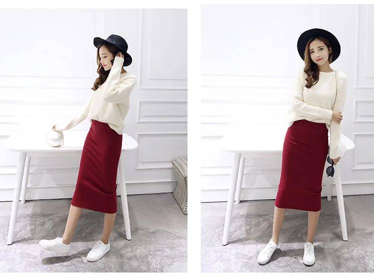 Splitted Skirt Korean Slim Look All-Matching Hip Flattering Elegant Trendy Skirt