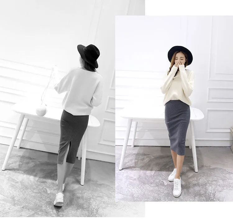 Splitted Skirt Korean Slim Look All-Matching Hip Flattering Elegant Trendy Skirt