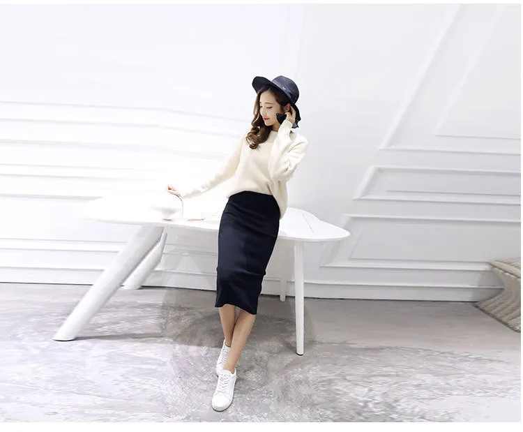 Splitted Skirt Korean Slim Look All-Matching Hip Flattering Elegant Trendy Skirt