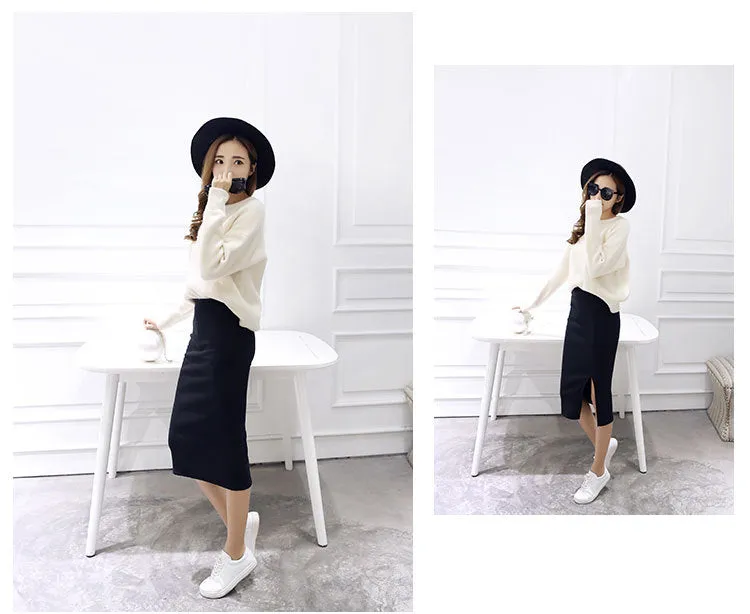 Splitted Skirt Korean Slim Look All-Matching Hip Flattering Elegant Trendy Skirt