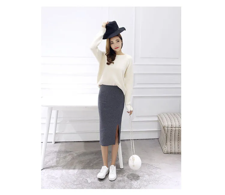 Splitted Skirt Korean Slim Look All-Matching Hip Flattering Elegant Trendy Skirt