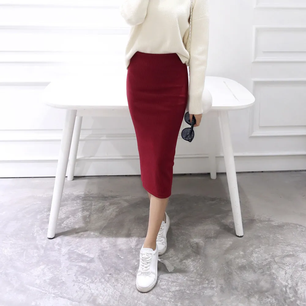 Splitted Skirt Korean Slim Look All-Matching Hip Flattering Elegant Trendy Skirt